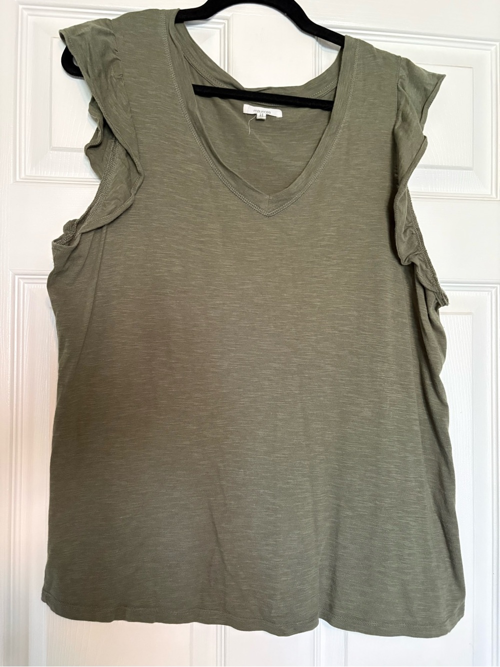 Maurices Olive Green Ruffle Sleeve V-Neck Tank